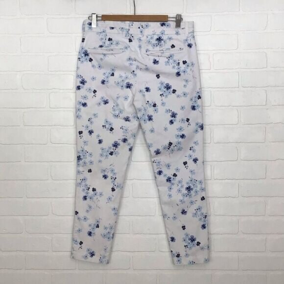 GAP Khakis crop ankle pants slim city white and blue liberty floral chino Pixi 8 - Picture 2 of 14